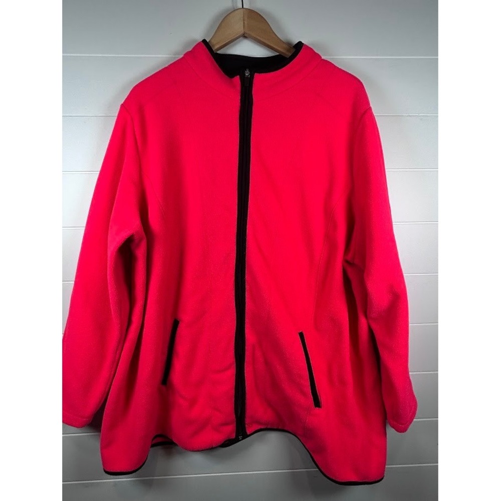 Catherines Fleece Zip Up Jacket Bright Pink Women Size 22 24W